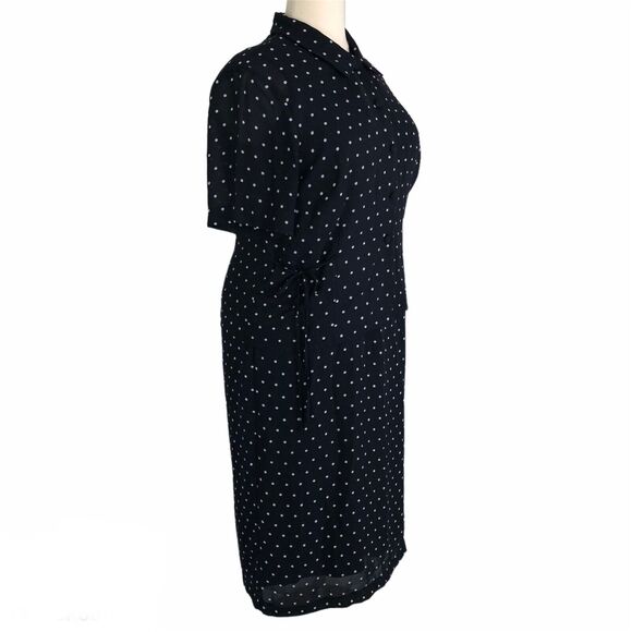 K & Company Career Chiffon Jacket Dress Lined Polka Dot Short Sleeves Boat Neck - Picture 8 of 12